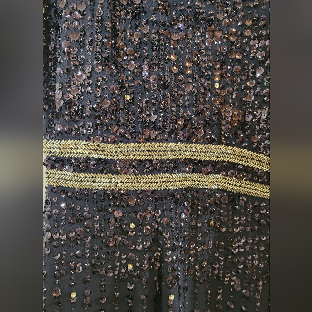 MAC DUGGAL 93603 Sequined Sleeveless Beaded Navy Dress NWT Sz 4 - Picture 5 of 9